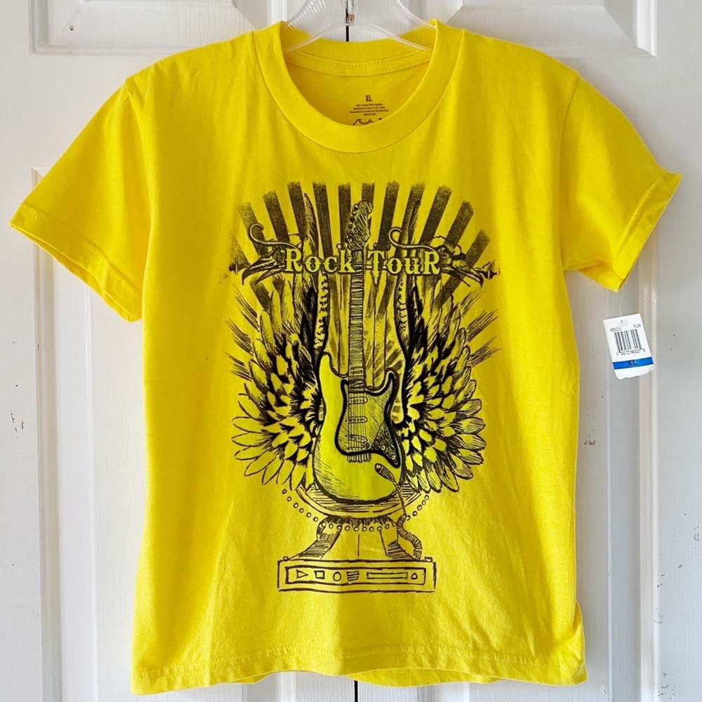 NWT Boys Rock Tour Guitar Yellow T Shirt Short Slv